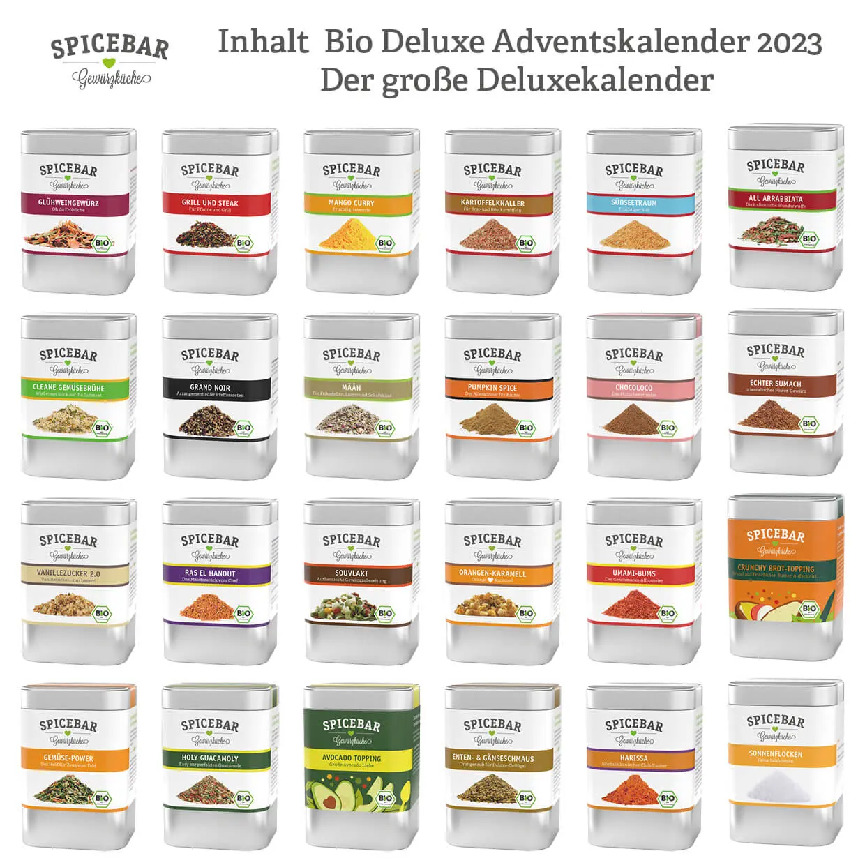 Spicebar Adventskalender Bersicht