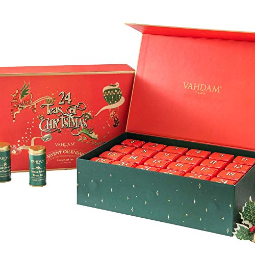 VAHDAM, Holiday Christmas Tea Gift Set | 24 Varieties of Teas in Tea Sampler Gift Box | 100% Natural Ingredients | Best Christmas Tea Gift Set for Everyone