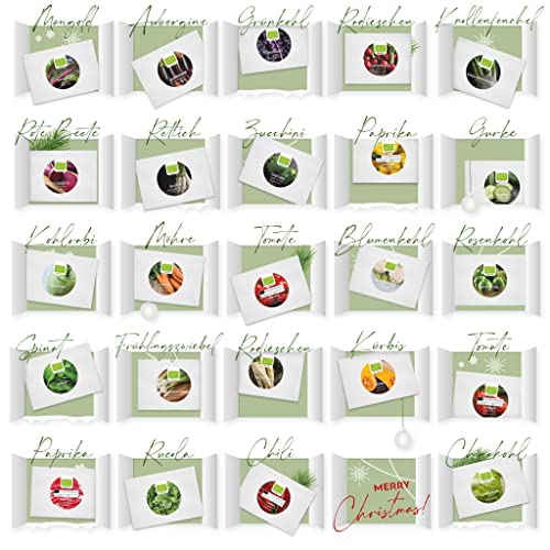 BIO Saatgut Adventskalender 2022 mit 24 verschiedenen Gemüsesorten - Nachhaltiger Weihnachtskalender ideal als Geschenk für Hobbygärtner variant