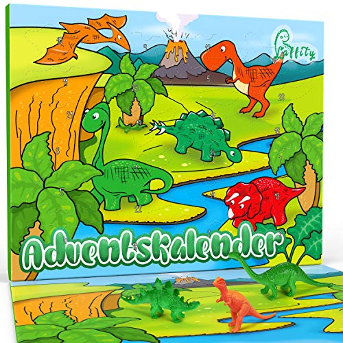 Laffity Adventskalender Dinosaurier 2020, 24 Dinosaurier Spielzeug für Kinder, Kinder Jungen Mädchen