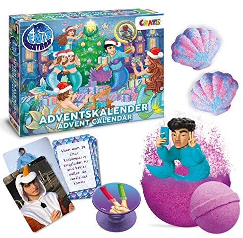 CRAZE Adventskalender 2022 Kinder, Tiktok-Star Emir Bayrak Mermaid Spielzeug Weihnachtskalender Kinder mit INKEE Badekugeln, Compund Mix und exklusivem Content - 40522