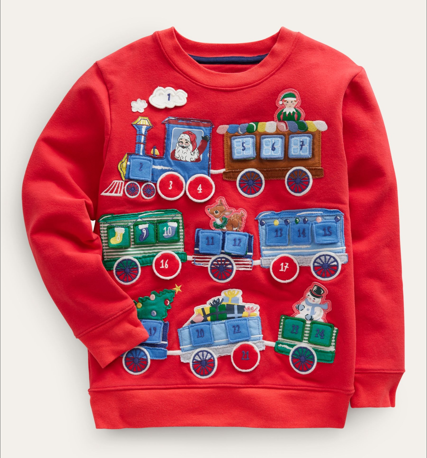 Mini Boden Kids' Advent Sweatshirt, Red at John Lewis & Partners