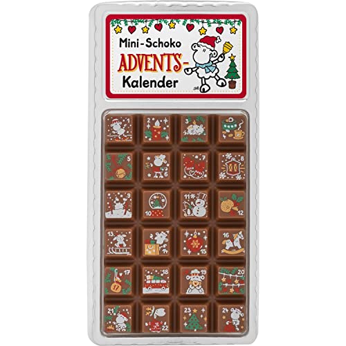 Sheepworld Adventskalender mit Mini-Schokolade | Mini-Adventskalender, 13,2 cm x 6,5 cm, 30 g Schokolade insgesamt | Geschenk Advent | 51130