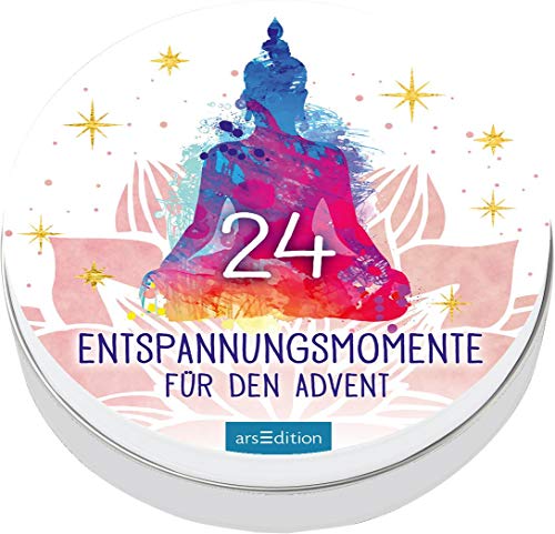 24 Entspannungsmomente für den Advent: Adventskalender in dekorativer Dose, mit 24 Anti-Stress-Kärtchen