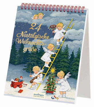 24 nostalgische Weihnachtsgrüße: Ein Postkarten-Adventskalender zum Aufstellen