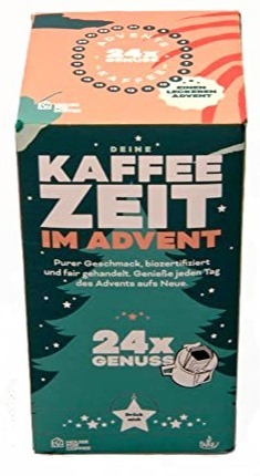 Adventskalender 2022 mit 24 kleinen Einzelfiltern (Coffeebags) in Geschenkbox zum Aufbrühen direkt in der Tasse - bestückt mit hochwertigem Filterkaffee …