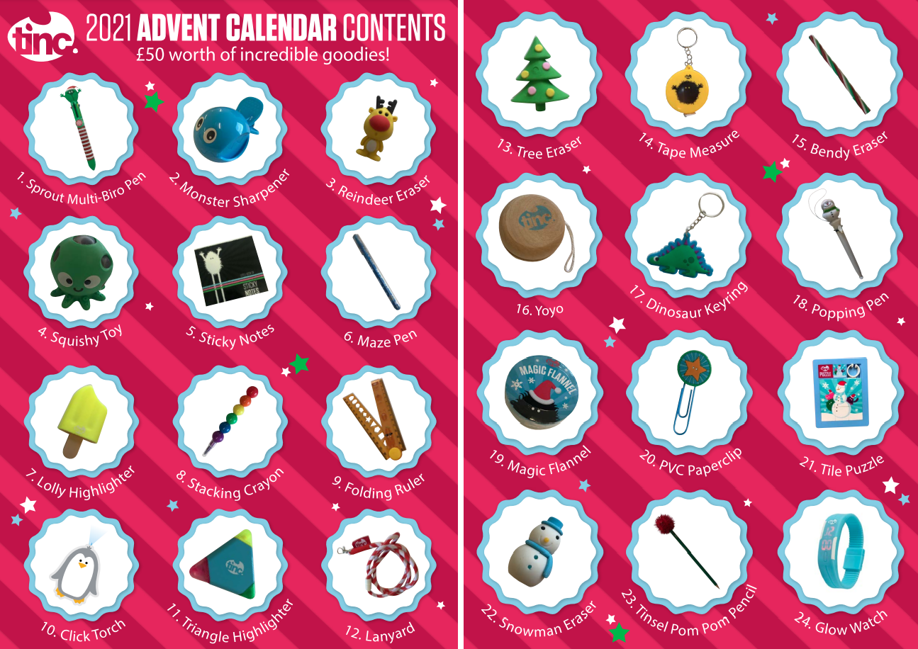 Tinc Stationery Christmas Advent Calendar 2023 - Inhalt Content (EN)