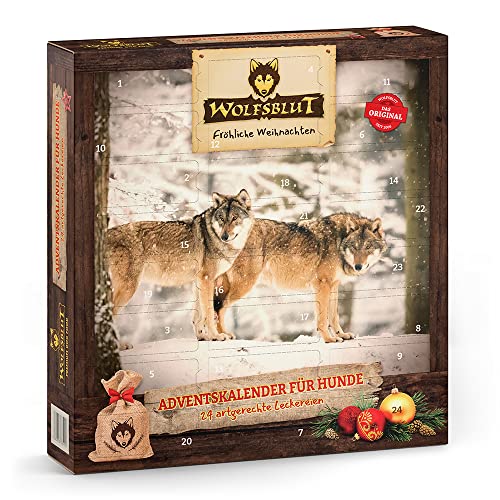 Wolfsblut - Adventskalender 2022 - Weihnachtskalender mit 24 artgerechten Leckereien - Leckerlis für deinen Hund - Hochwertige Snacks als Belohnung - Hundefutter