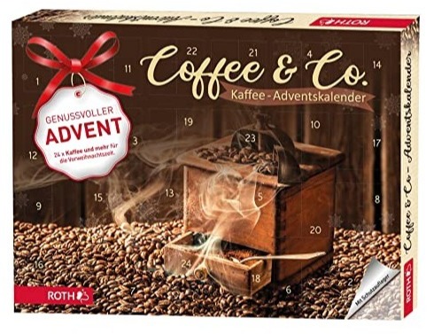 ROTH Kaffee-Adventskalender 'Coffee & Co.' 2022 gefüllt mit Kaffeegenuss und Zubehör, Kaffeesorten-Kalender zur Vorweihnachtszeit