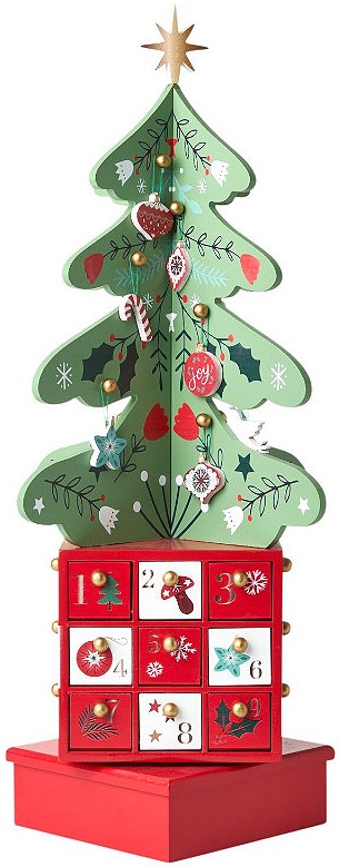 Lakeland Festive Joy Wooden Christmas Tree Advent Calendar