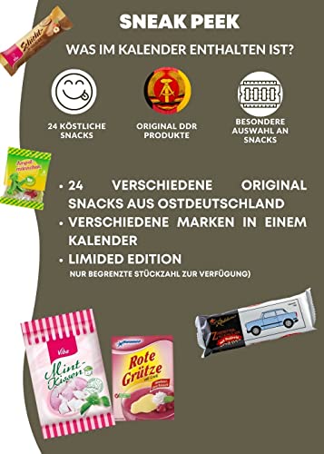 DDR Adventskalender mit 24 Ostdeutschen Produkten I Geschenkset Ostprodukte I Adventskalender 2022 mit Süßigkeiten aus der DDR variant
