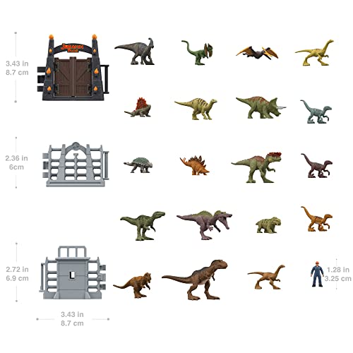 Jurassic World HHW24 - Adventskalender 2022 für Kinder mit Überraschungen für 24 Tage, enthält diverse Dinosaurier-Figuren und Kampf-Arena, Spielzeug ab 3 Jahre variant
