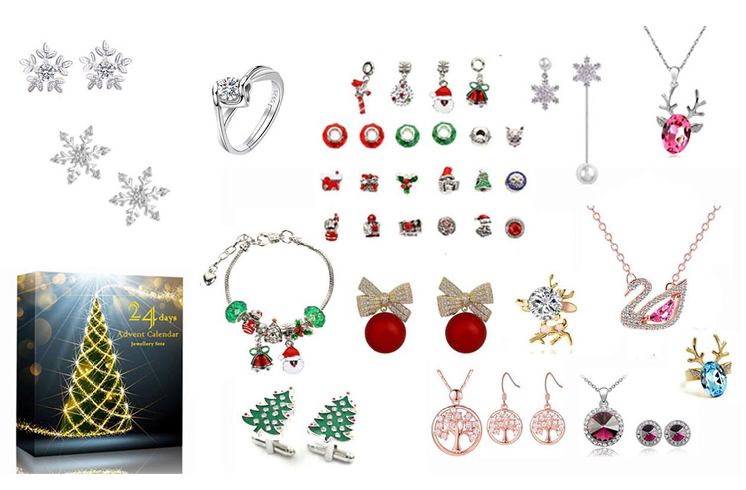 The Range Christmas Advent Calendar with multi-colored 24 Jewellery Set