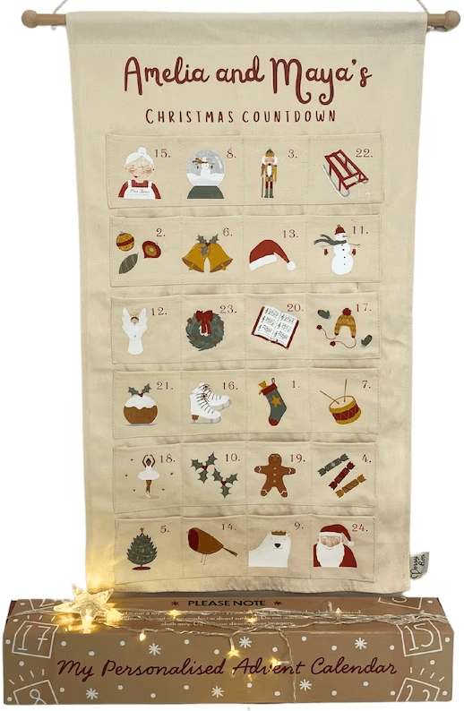 Personalised Handmade Wall Fabric Christmas Advent Calendar