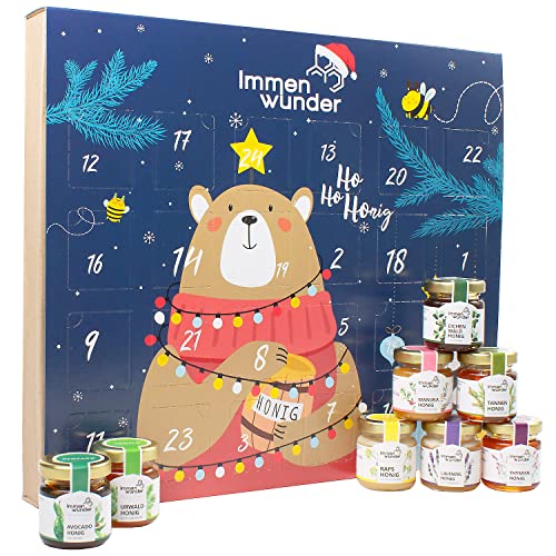 Immenwunder Honig Adventskalender - Für eine leckere & gesunde Weihnachtszeit - Mit 24 schmackhaften Honigen gefüllt - Zum selber Freuen & Verschenken - Riesige Auswahl auch mit exotischem Manukahonig