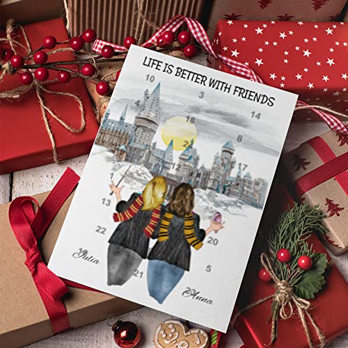 2 Freundinnen Harry Potter Adventskalender | Personalisierter Adventskalender für dich und deine Freunde | 24 Türchen, die den Weg bis Weihnachten magisch verkürzen
