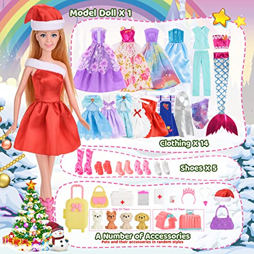 Adventskalender 2022 Kinder Mädchen, Corrit Geschenk Mädchen 3 4 5 6 7 8 Jahre Spielzeug ab 3-10 Jahre Mädchen Weihnachtskalender Kleidung für Puppe ab 3 Jahre Weihnachts Geschenke für Kinder Mädchen variant