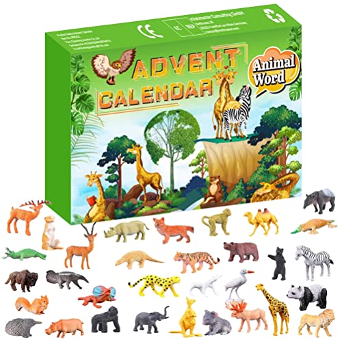Yidoo Countdown bis Weihnachten Adventskalender 24 Tage realistische Tierfiguren Spielzeug Countdown-Kalender Spielzeug für Kinder Jungen Mädchen Geschenk