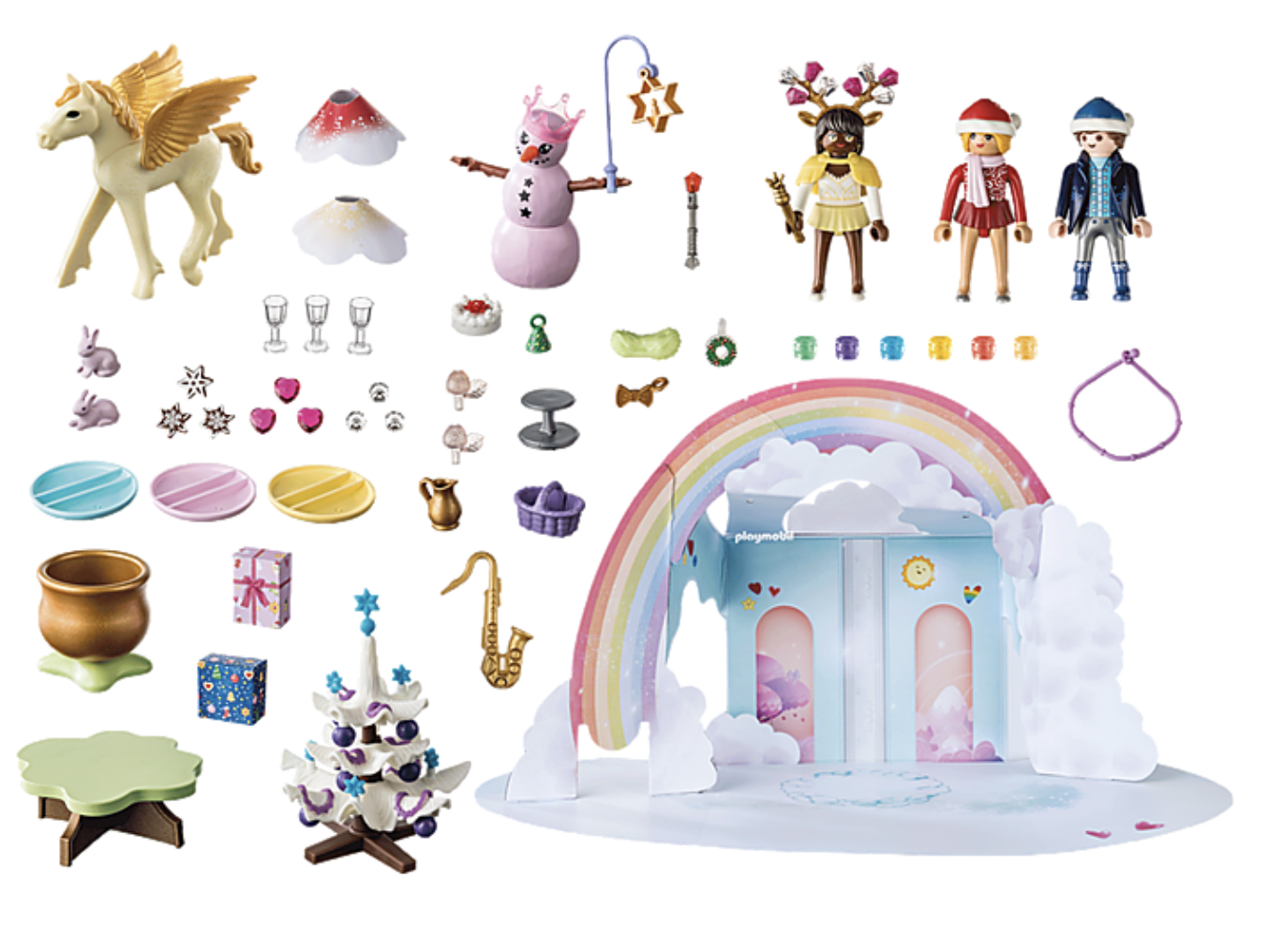 Playmobil "Weihnachtsfest unter dem Regenbogen"  Adventskalender 2023 Inhalt (DE)
