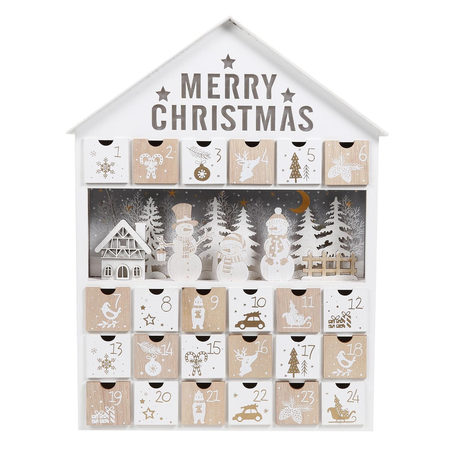 The Range LED Wooden Festive Advent Calendar - White 2023 thumbnail