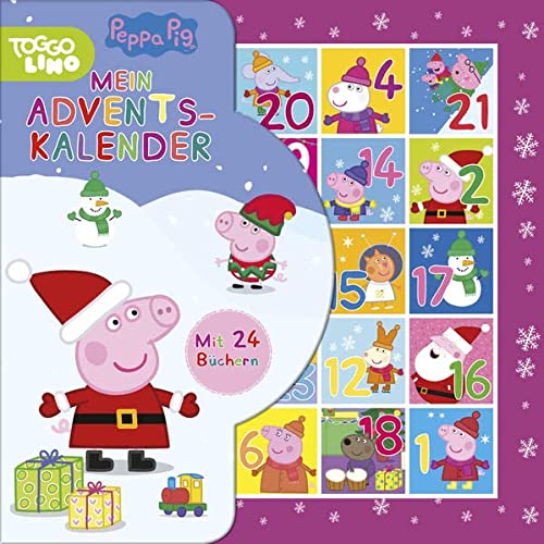 Peppa Pig Adventskalender: 24 Büchlein aus stabiler Pappe mit Aufhängern in wiederverschließbarer Box. Für Kinder ab 3 Jahren.