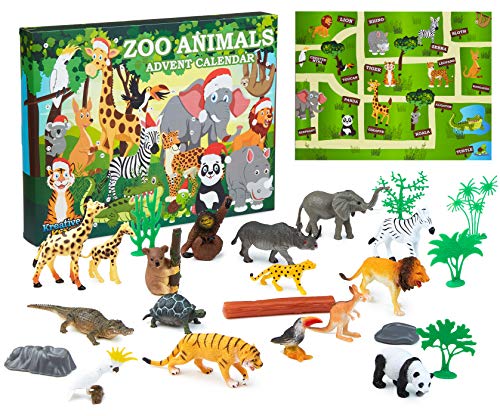 KreativeKraft Zoo Animals Advent Calendar 2021, Fun Advent Calendars For Kids, + 24 Animal Toys For Childrens, For Boys