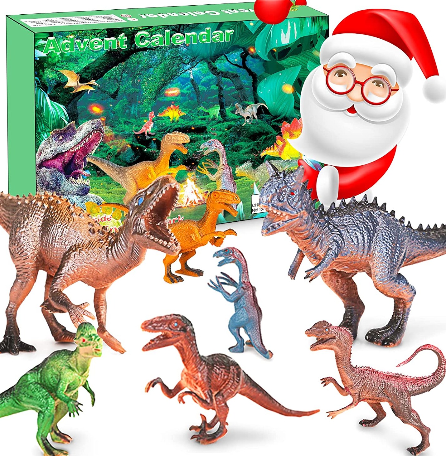 Adventskalender 2022 Weihnachten Realistische Dinosaurier Figur 24 Tage Xmas Countdown Kalender inkl. T-Rex Triceratops Velociraptor Überraschung Geschenkset für Jungen Mädchen Teens