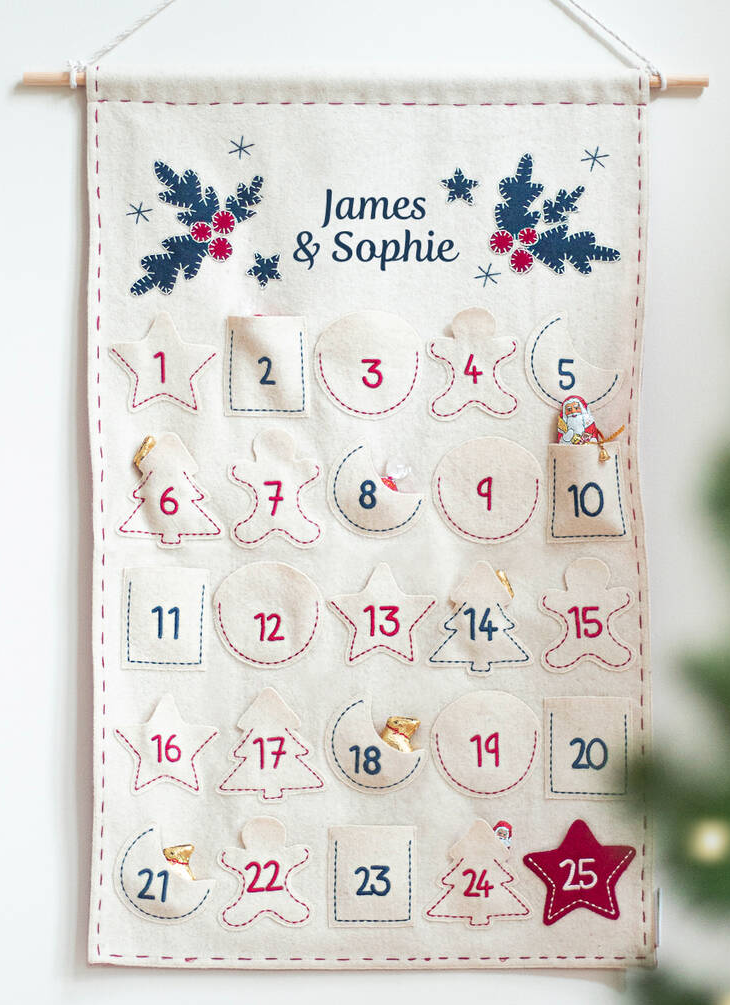 Personalised Handmade Felt Christmas Advent Calendar
