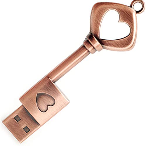 LEIZHAN USB-Speicherstick 64 GB Metall Key of Love Schlüsselanhänger High Speed USB 2.0 Pen Drive Memory Stick Tablet U Disk Thumb Drive