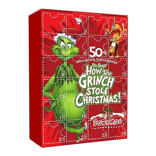 Weihnachten Adventskalender 2023 enthält 24 Geschenke Weihnachten grün haarigen Charakter Ankunft Kalender Weihnachten Countdown-Kalender mit Überraschung Pedanten Weihnachten Sammlerstück (B)