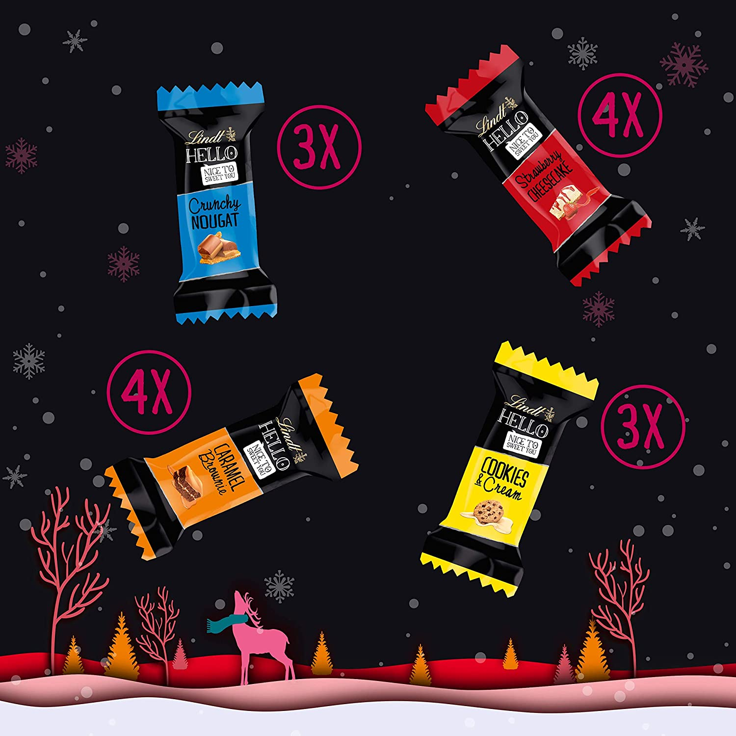 Lindt HELLO Santa Adventskalender 2022 Inhalt (DE)