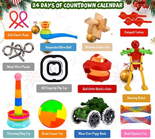 Zappel-Adventskalender 2022 für Kinder, 24 Tage Weihnachts-Countdown-Kalender, Neuheit, sensorisches Fidget-Spielzeug, Weihnachtsgeschenkbox für Jungen, Mädchen, Teenager, Erwachsene variant