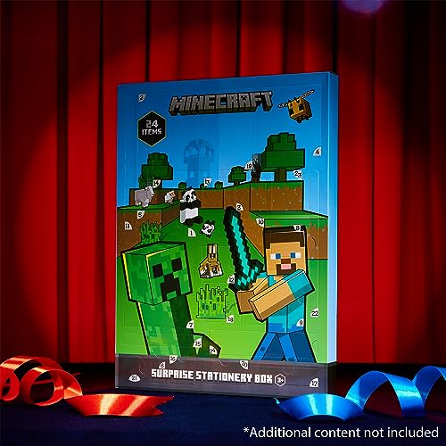 Minecraft Advent Calendar 2023 for Kids and Teenagers, Stationery, Notebooks, Stickers, Badges Advent Calendars for Kids (Green) variant