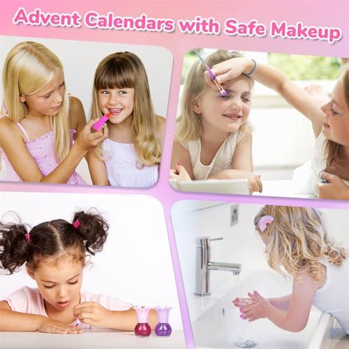 iZoeL Adventskalender kosmetik Kinder Mädchen 2023 Weihnachtskalender 24 Mode Schmuck schminke Beautykalender wie Einhornschmuck ohrringe haarschmuck ab 3-12 Jahre Mädchen variant