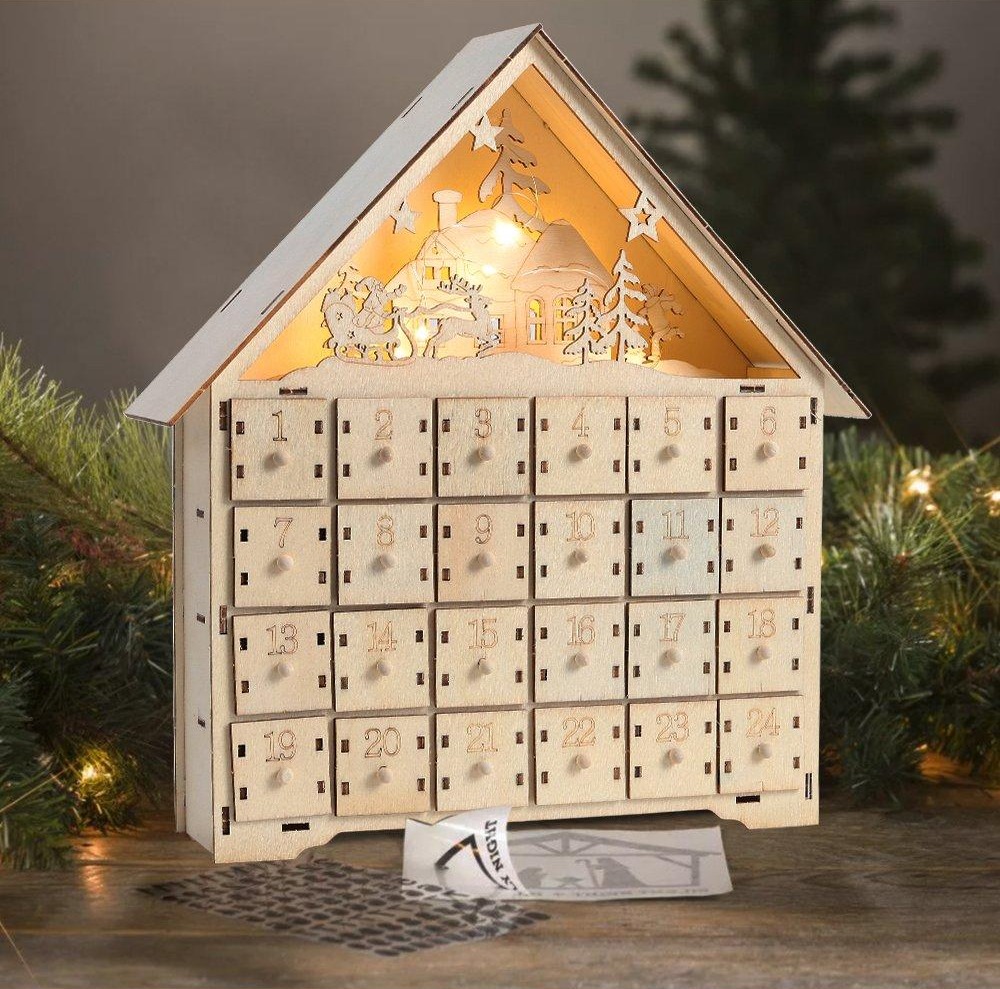 Advent Calendars | Christmas Wooden Advent Calendar Countdown LED Light | Living and Home