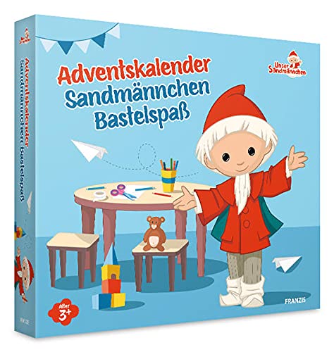 Franzis 67360-2 Adventskalender Bastelspaß mit dem Sandmännchen, mit 24 kurzen Vorlese-Geschichten, für Kinder ab 3 Jahre, bunt