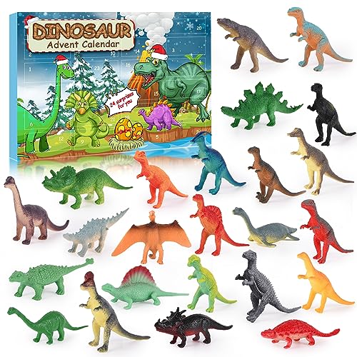 Adventskalender Dinosaurier Kinder 2023 Weihnachtskalender - 24 Dino Figuren Spielzeug Weihnachten Geschenke für Jungen 3-12 Jahre
