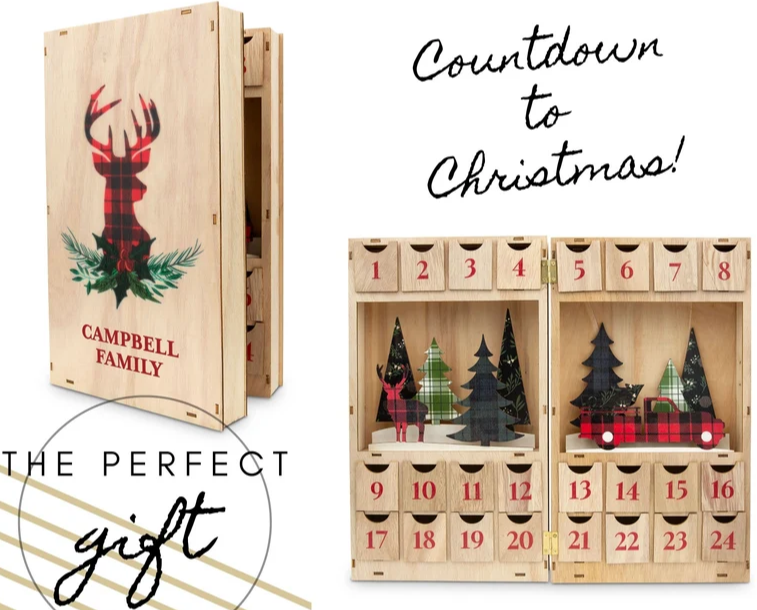 Custom Christmas Refillable Wooden Advent Calendar 2023 thumbnail
