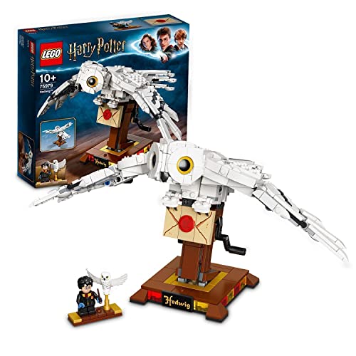 LEGO 75979 Harry Potter Hedwig die Eule, Ausstellungsmodell und Fanartikel, Sammlerstück mit beweglichen Flügeln, Geschenk für Kinder, Spielzeug mit Mini-Figuren