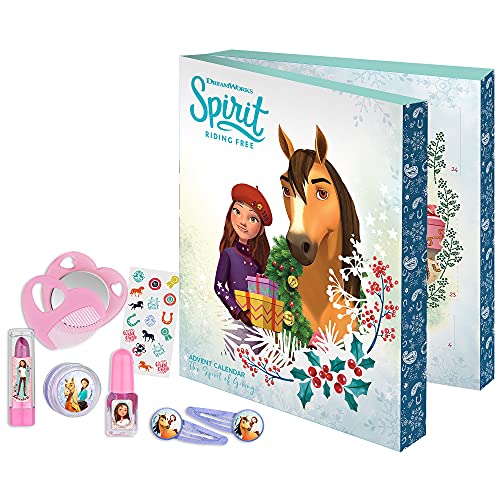 Lucky & Spirit - Adventskalender für Kinder, mit Beauty-überraschungen, Haar-Accessoires und Zubehör, Deko-Box zum Aufstellen, besondere Geschenk-Idee für Mädchen und kleine Pferde-Fans
