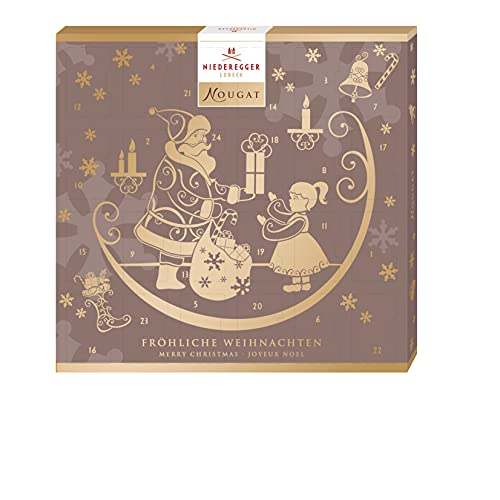 Niederegger Adventskalender Nougat Minis, Geschenk für Nougat-Liebhaber,180 g
