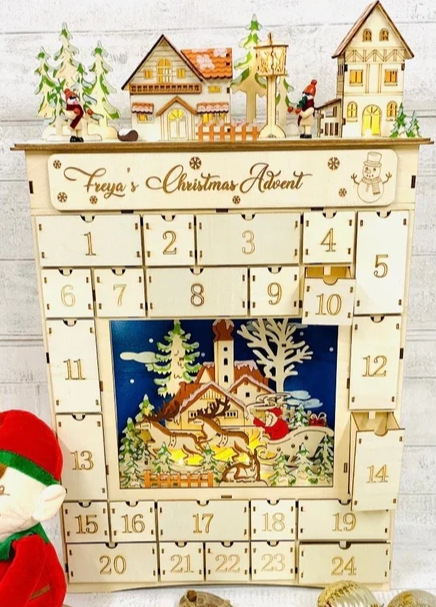 Countdown to Christmas LED Light up Wooden Advent Calendar