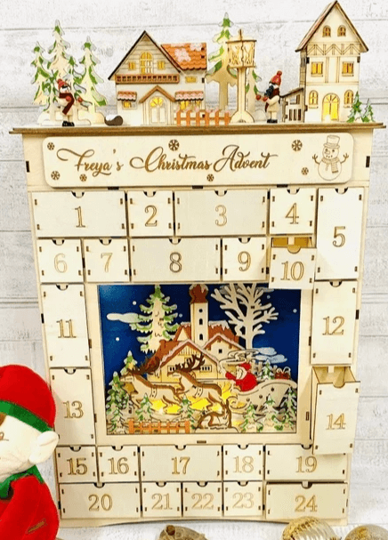 Lit Wooden Santa Express Advent Calendar