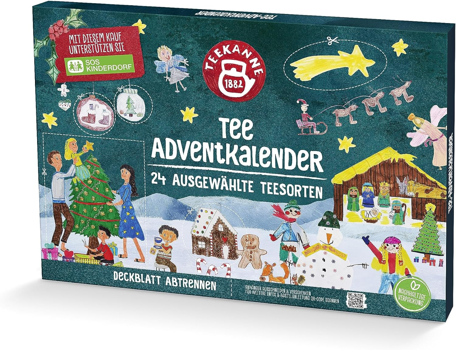 Teekanne Adventskalender 2023 Weihnachtskalender mit 24 ausgewählten Tee Sorten - perfektes Geschenk für den Advent