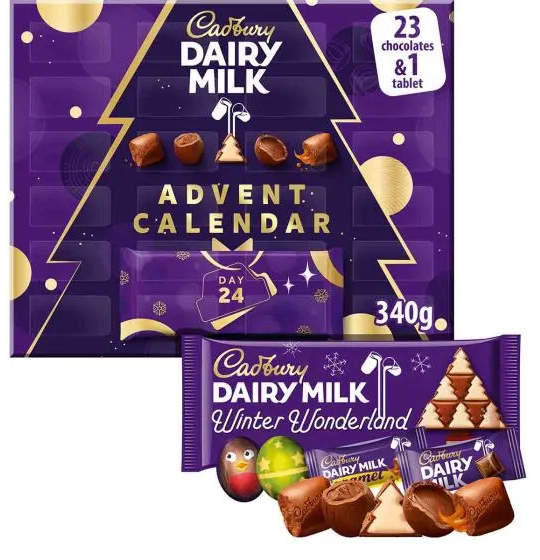 Cadbury Dairy Milk Adult Advent Calendar 340g - Inhalt Content (EN)