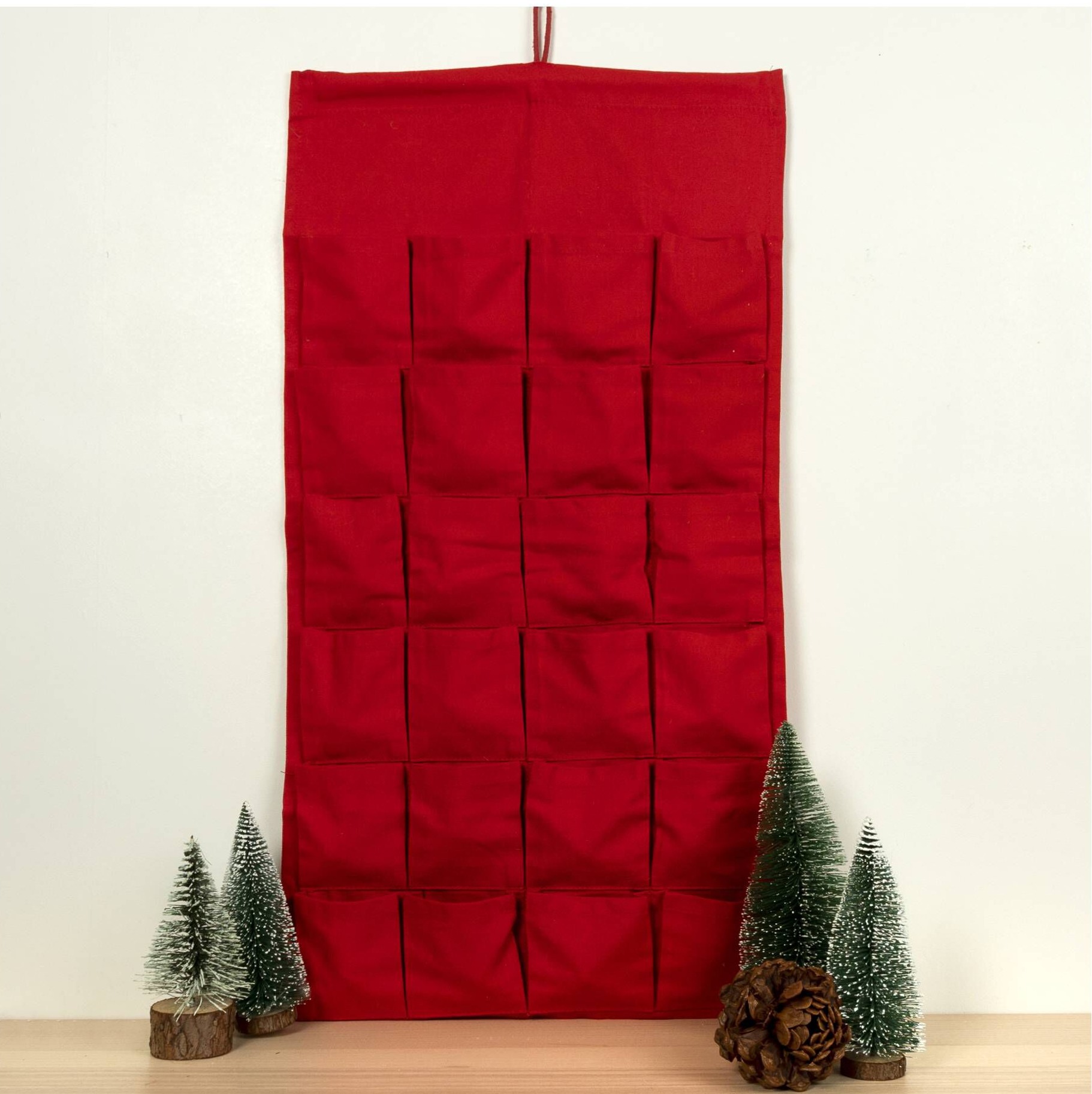 Red Fabric Panel 78cm Advent Calendar