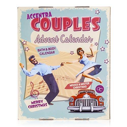 Accentra Adventskalender Retro Couples Paare Mit 24 Bade-, Körperpflege Und Accessoires Produkten Für Eine Abwechslungsreiche Und Verwöhnende Adventszeit im Rockabilly-Style