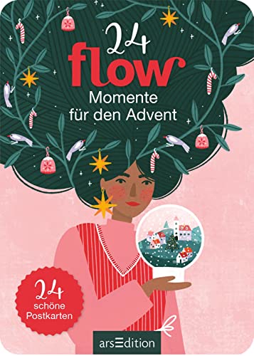 24 Flow-Momente für den Advent: 24 schöne Postkarten | Illustrierte Karten in Flow-Design mit Holzständer variant