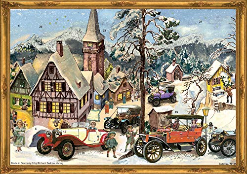 Richard Sellmer Verlag Nostalgischer Adventskalender mit Glitzer und Bildern für Kinder und Erwachsene Oldtimer-Rallye
