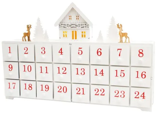 White Wooden Advent Calendar Content (EN)